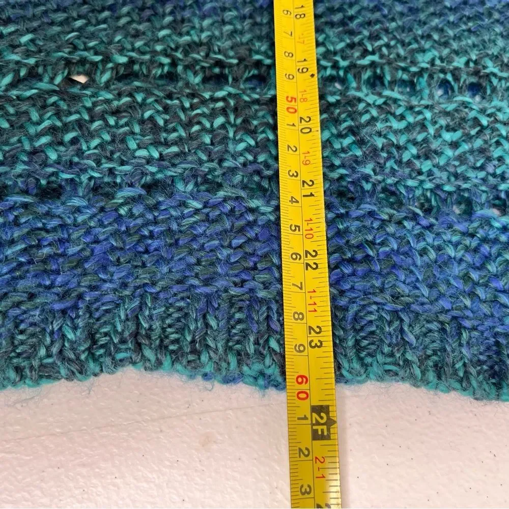 Chicos Open Weave Ombre Stripe Green Blue Scoop Neck Sweater Women Size Medium - Picture 11 of 12